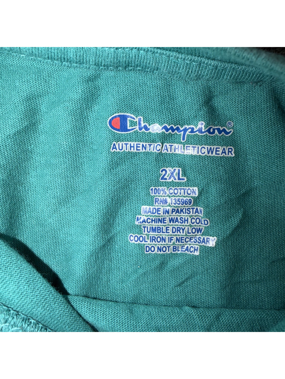 Champion Authentic Athleticwear 2XL Teal Blue Cotton T-Shirt - Picture 6 of 7